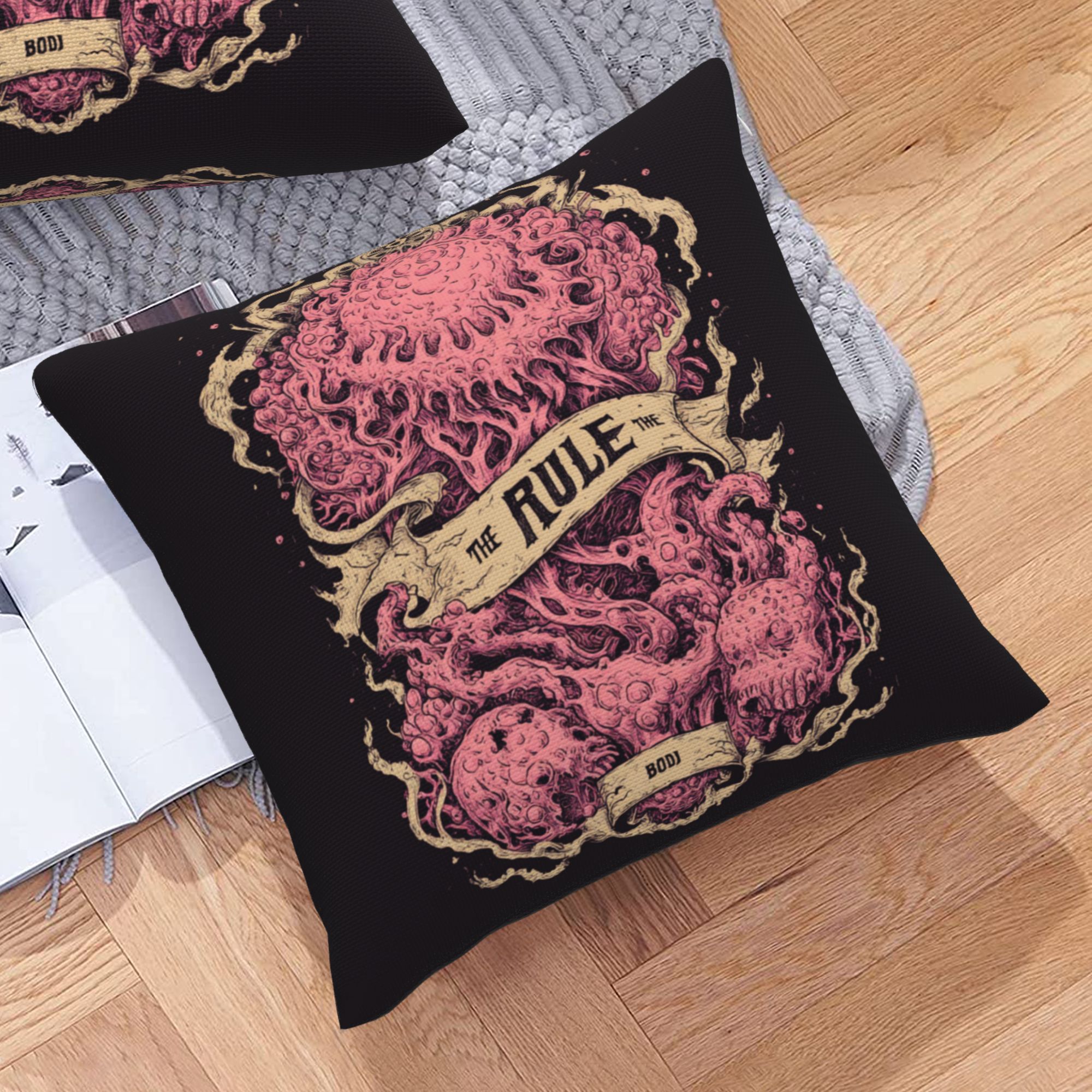 "Tentacle Throne" Creative Throw Pillow | Vintage Style Tentacle Illustration, Oversized