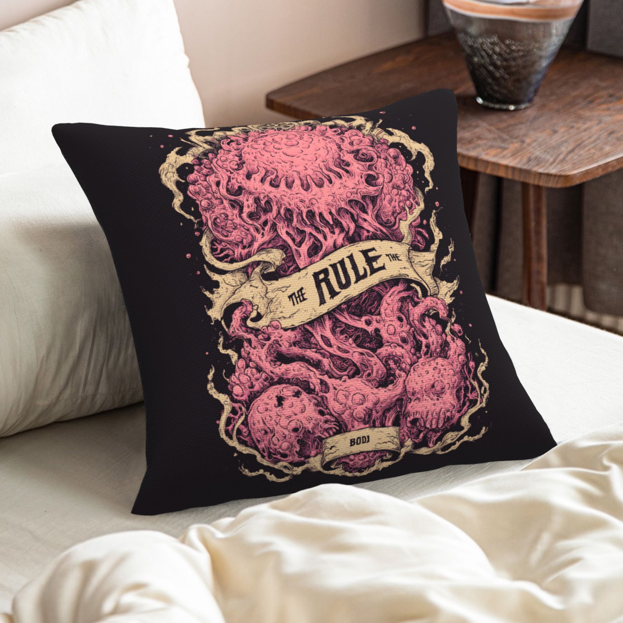 "Tentacle Throne" Creative Throw Pillow | Vintage Style Tentacle Illustration, Oversized
