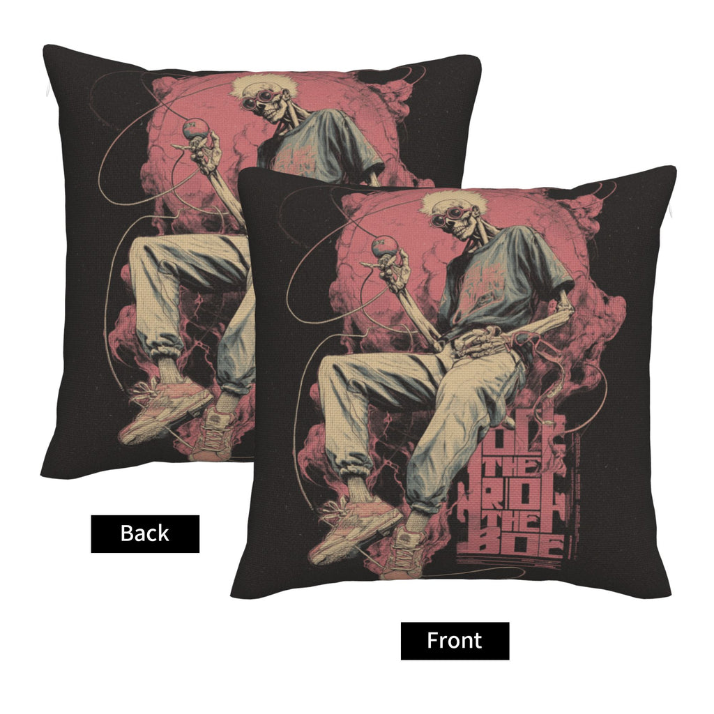 "Rock Skull" Creative Throw Pillow | Street Style Rock Skeleton Illustration, Oversized