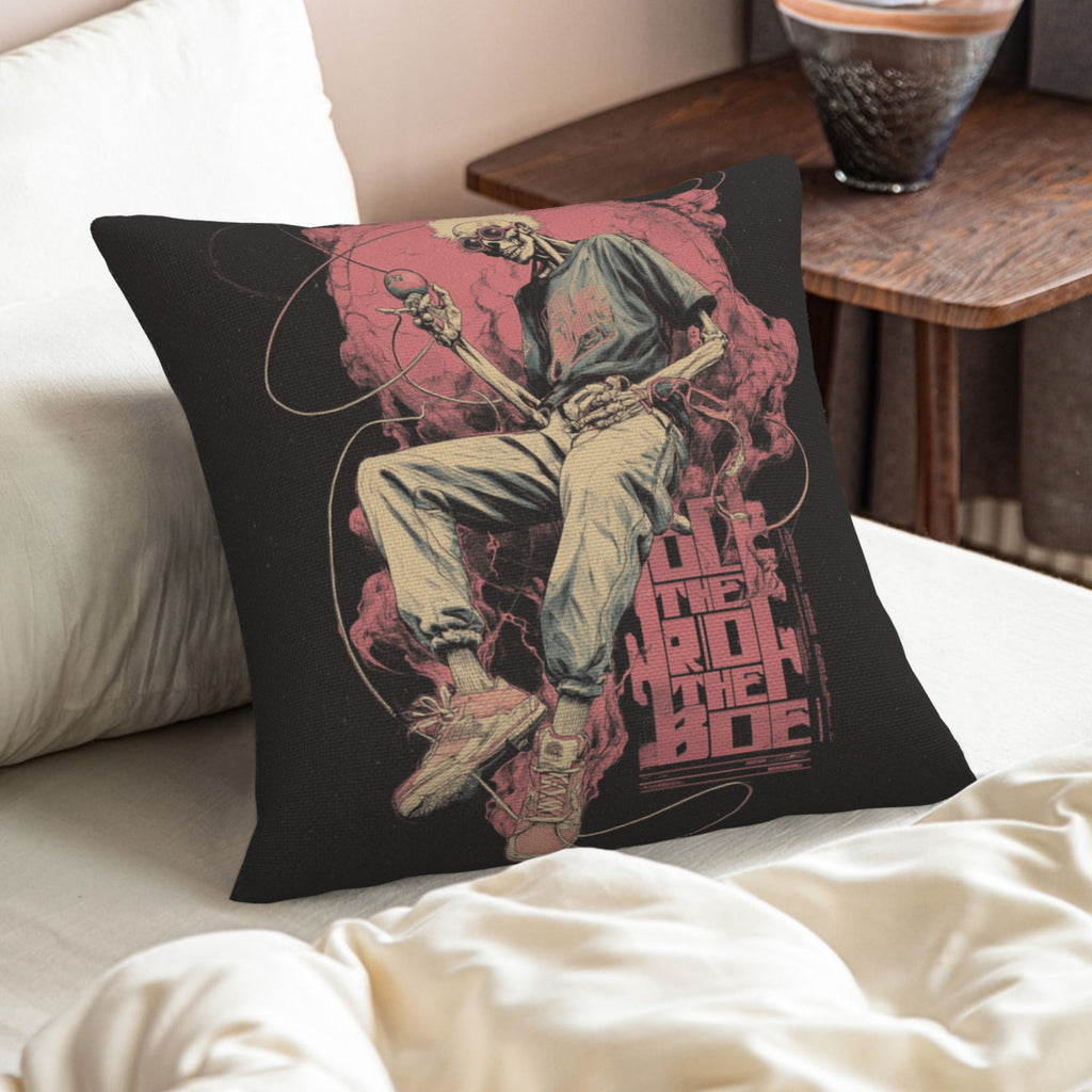 "Rock Skull" Creative Throw Pillow | Street Style Rock Skeleton Illustration, Oversized