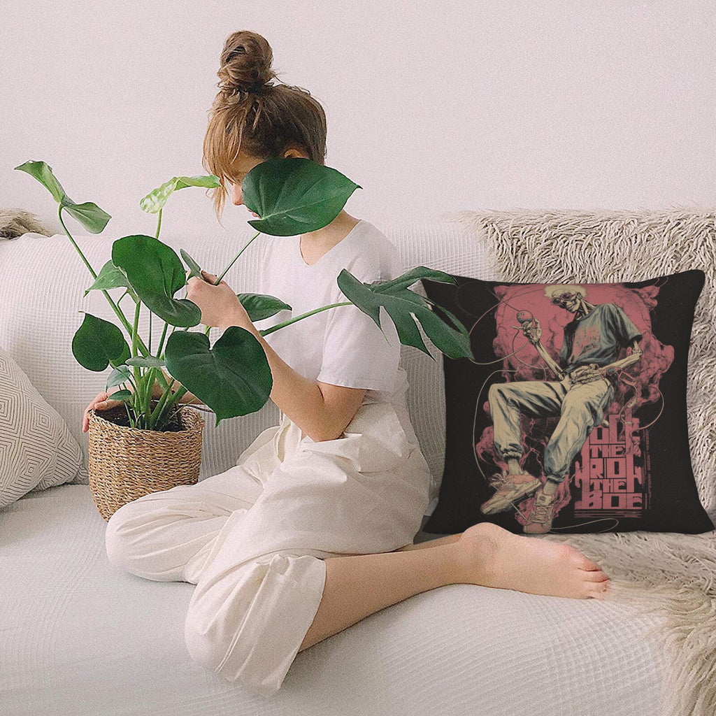 "Rock Skull" Creative Throw Pillow | Street Style Rock Skeleton Illustration, Oversized