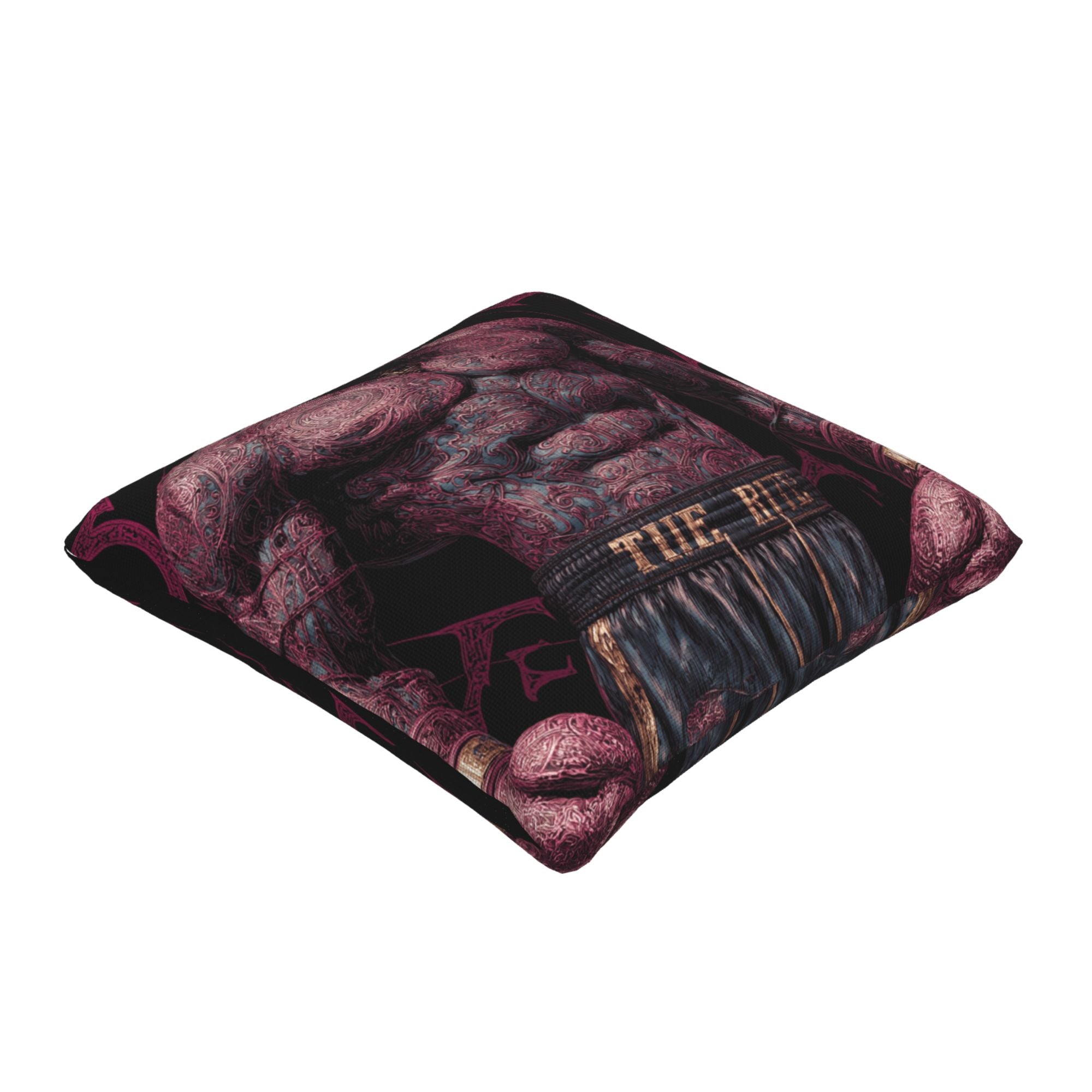 "Tattooed Champion" Creative Throw Pillow | Intricate Tattooed Muscle Illustration, Oversized
