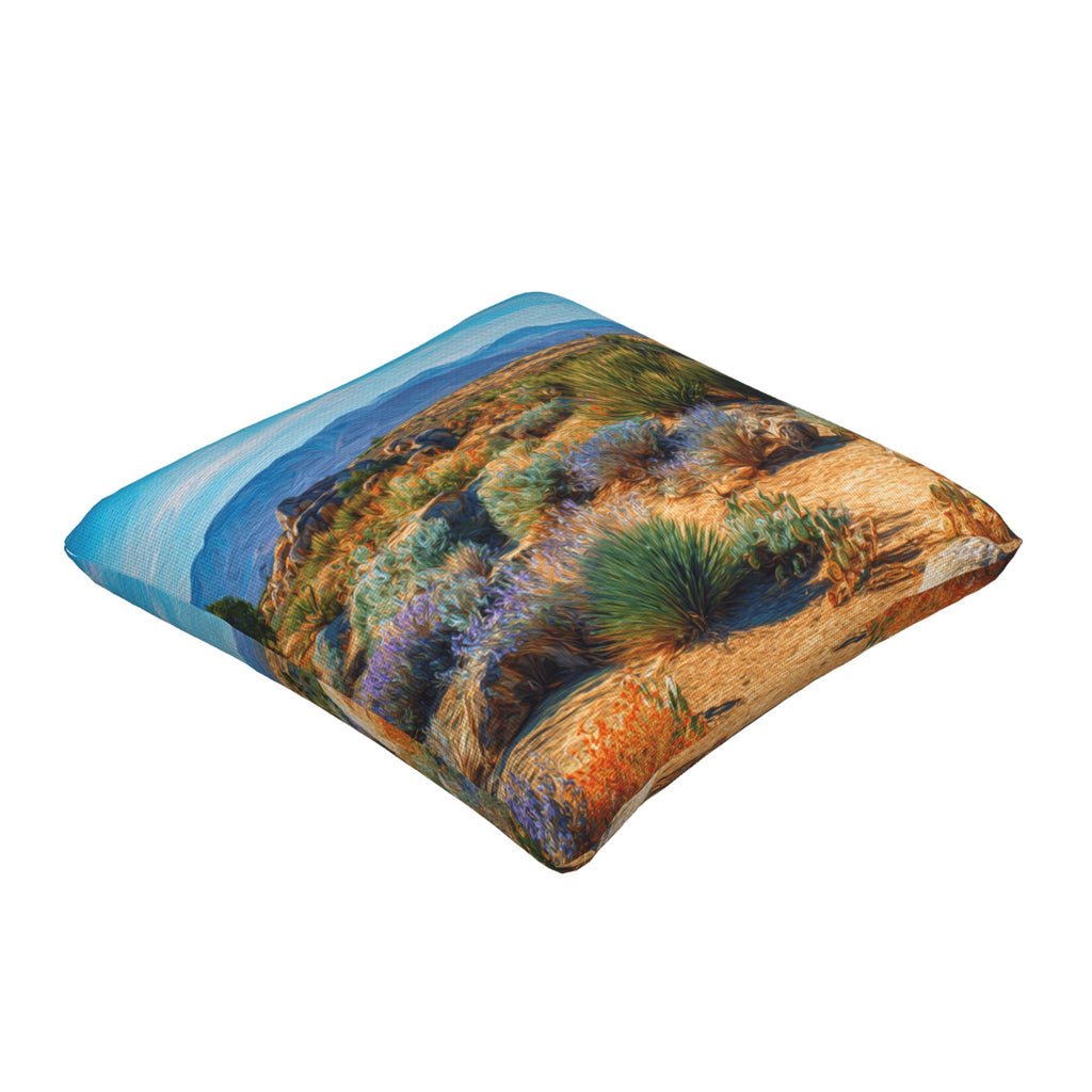 "Desert Landscape" Creative Throw Pillow | Delicate Natural Desert Illustration, Oversized