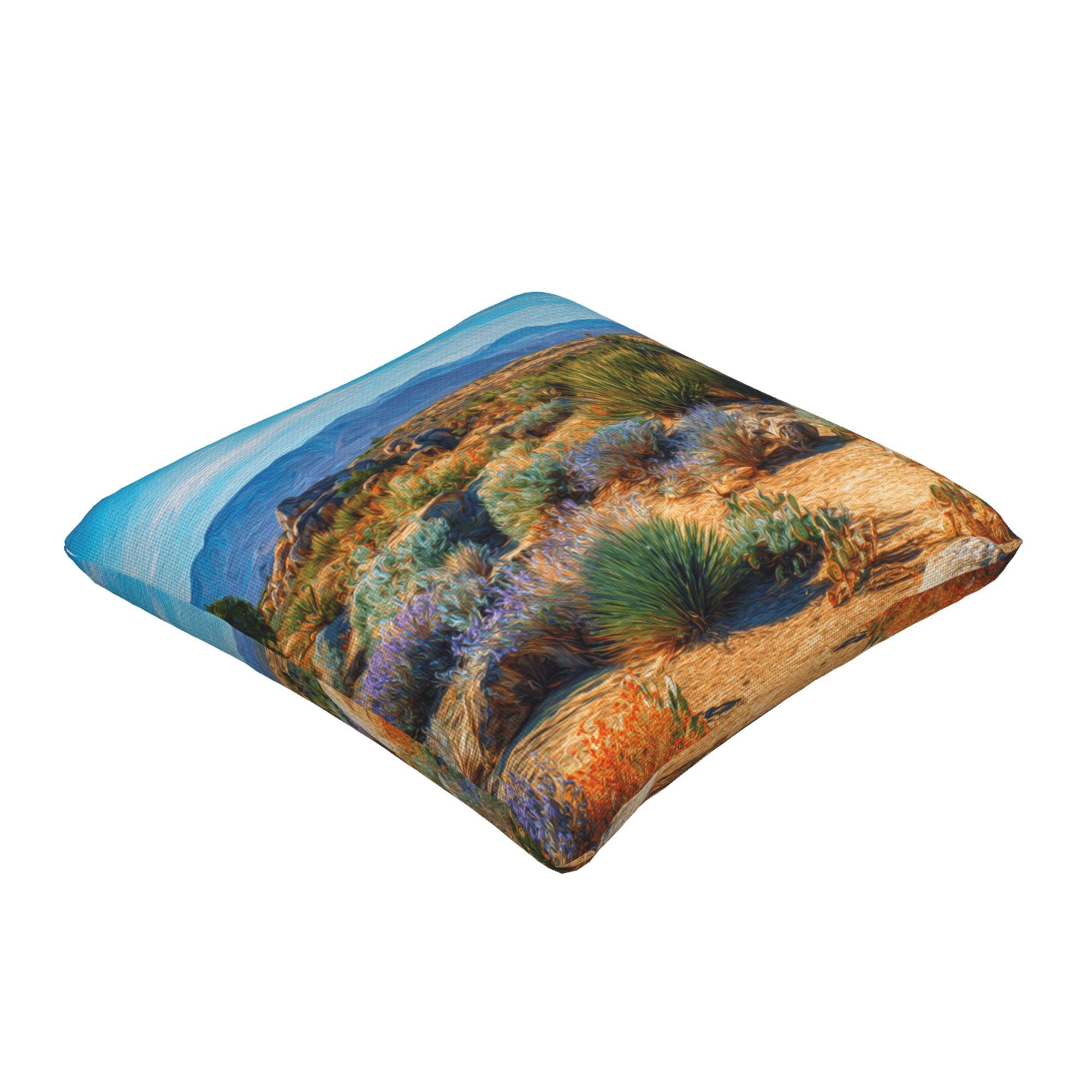 "Desert Landscape" Creative Throw Pillow | Delicate Natural Desert Illustration, Oversized
