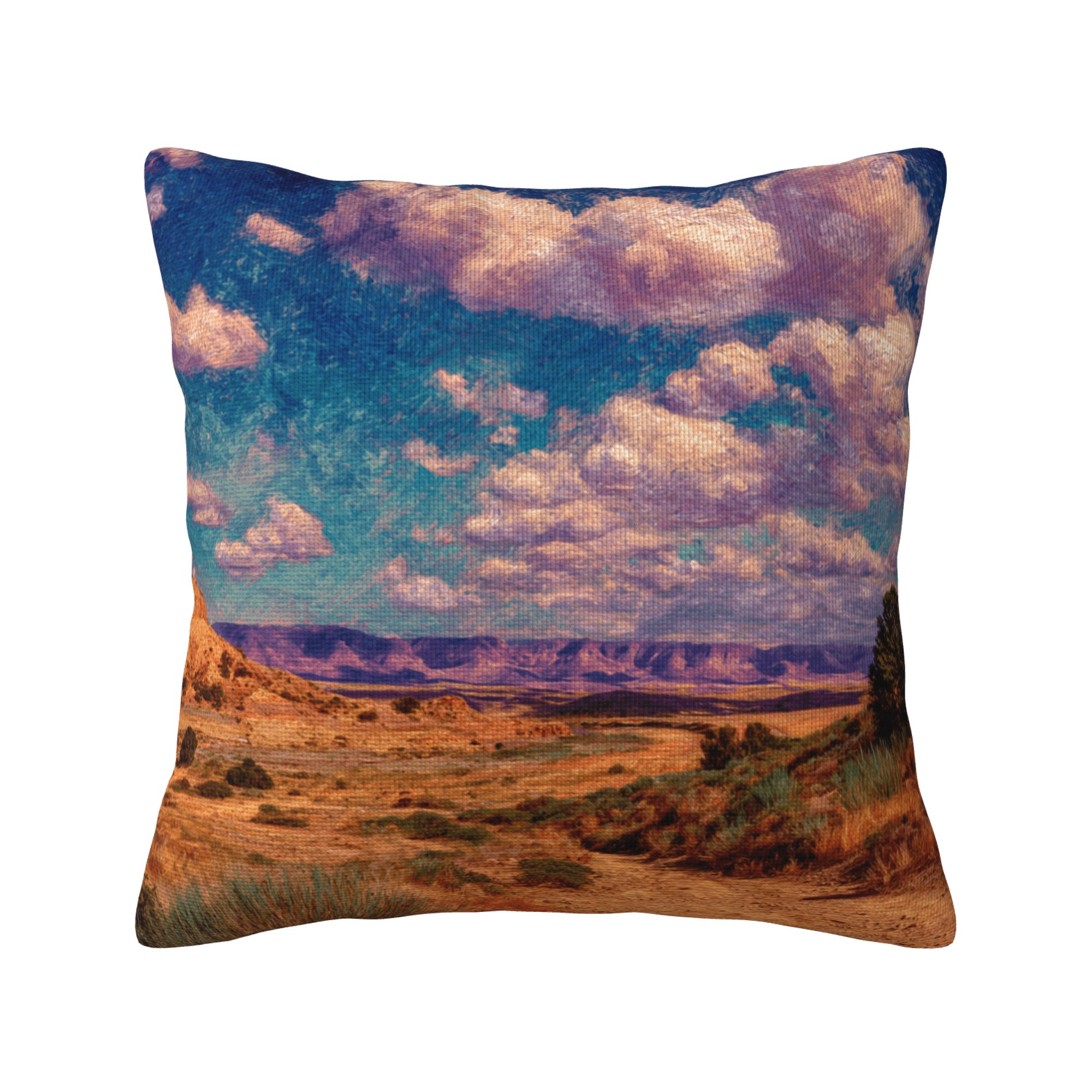 "Vast Land" Creative Throw Pillow | Natural Desert Mountain Landscape Illustration, Oversized