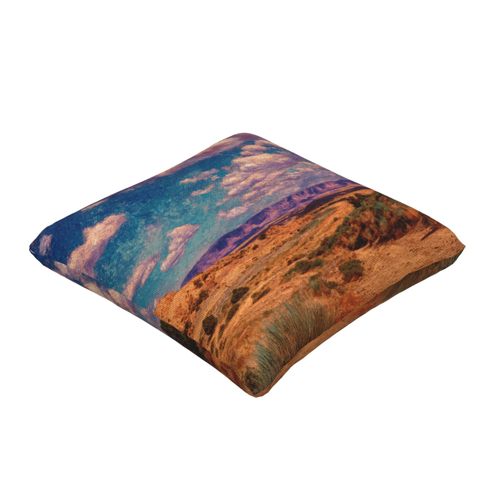 "Vast Land" Creative Throw Pillow | Natural Desert Mountain Landscape Illustration, Oversized