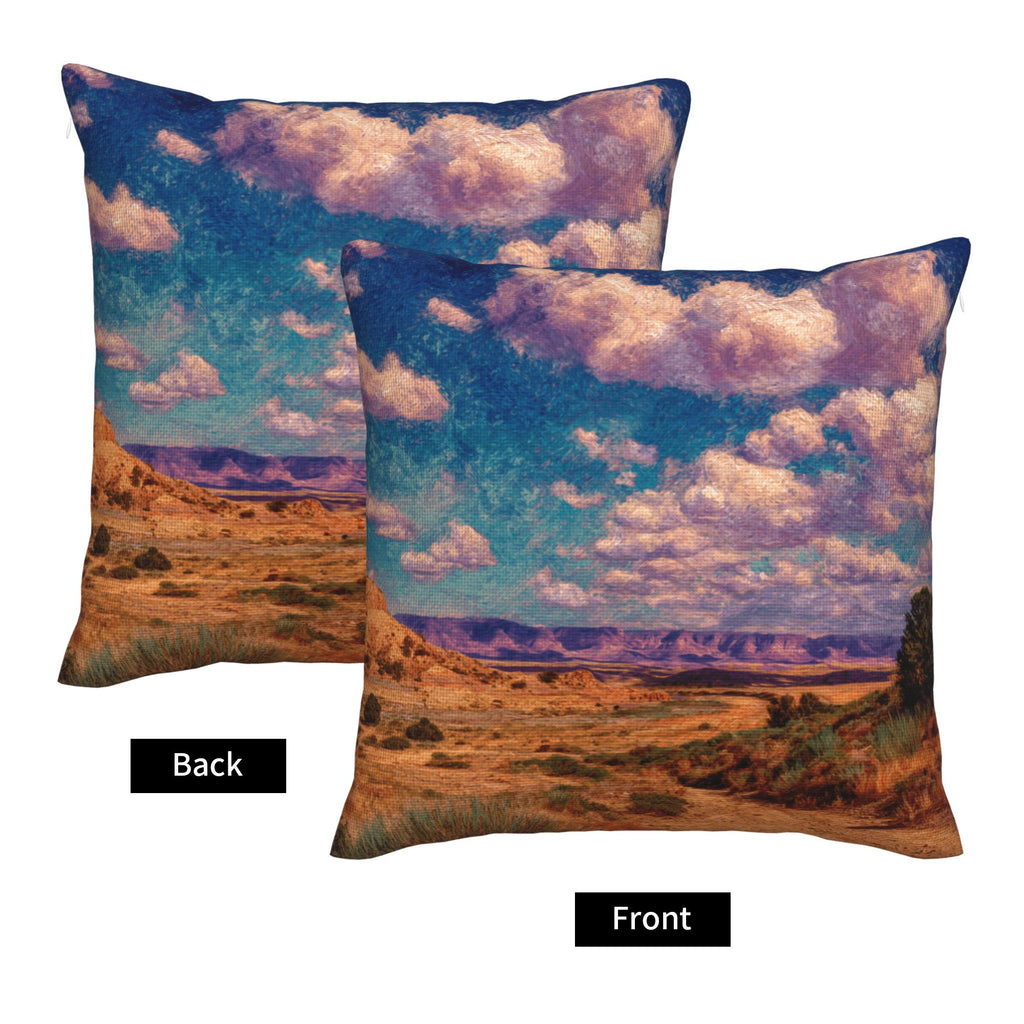 "Vast Land" Creative Throw Pillow | Natural Desert Mountain Landscape Illustration, Oversized