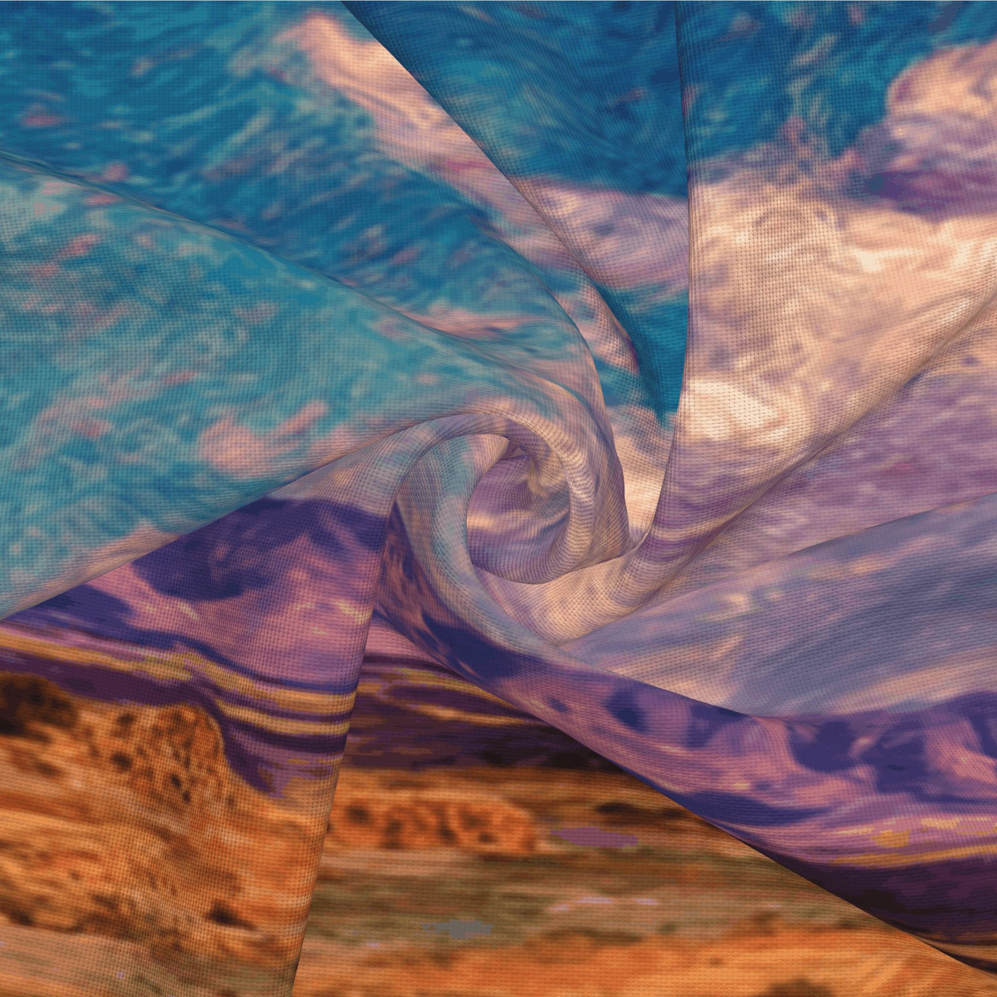 "Vast Land" Creative Throw Pillow | Natural Desert Mountain Landscape Illustration, Oversized
