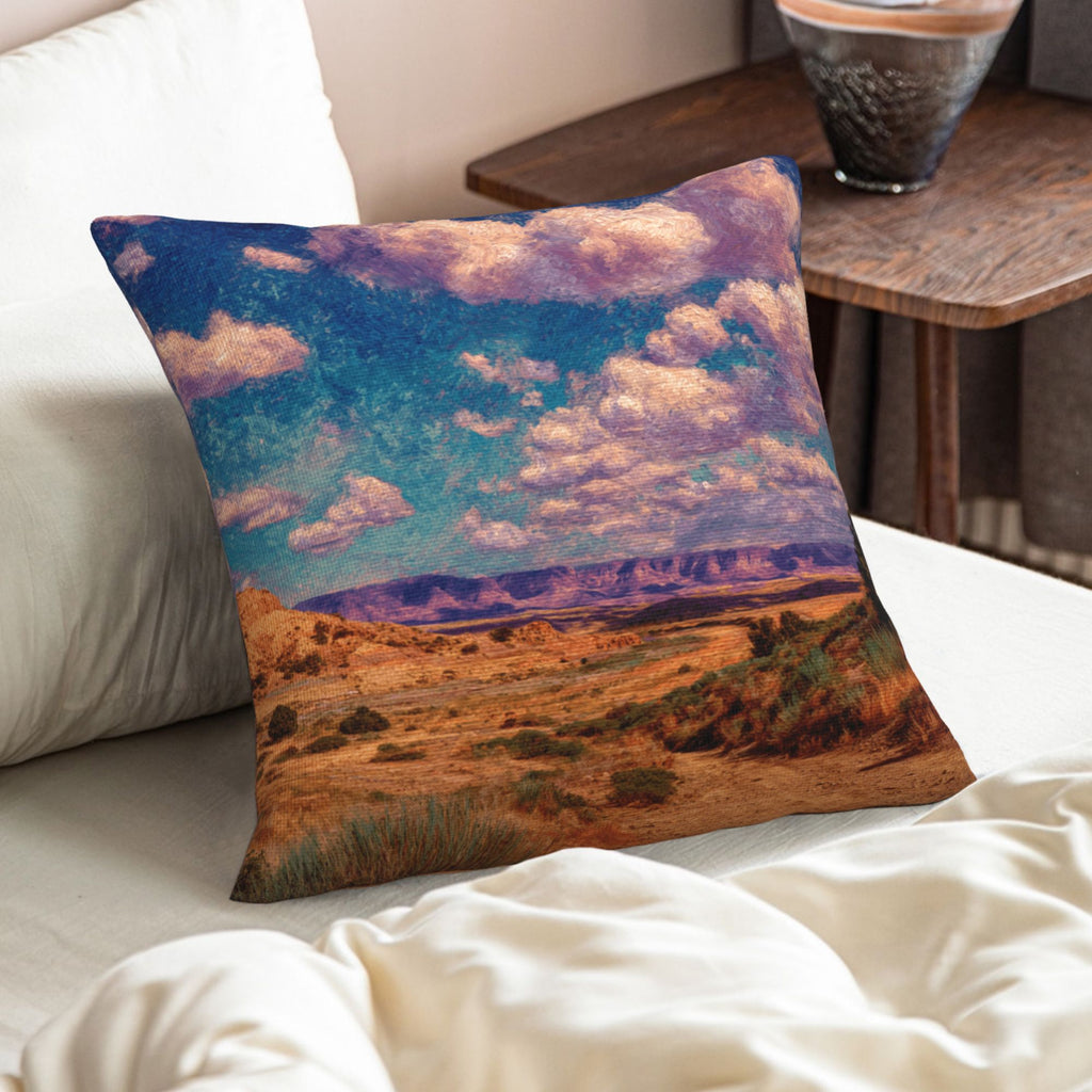 "Vast Land" Creative Throw Pillow | Natural Desert Mountain Landscape Illustration, Oversized