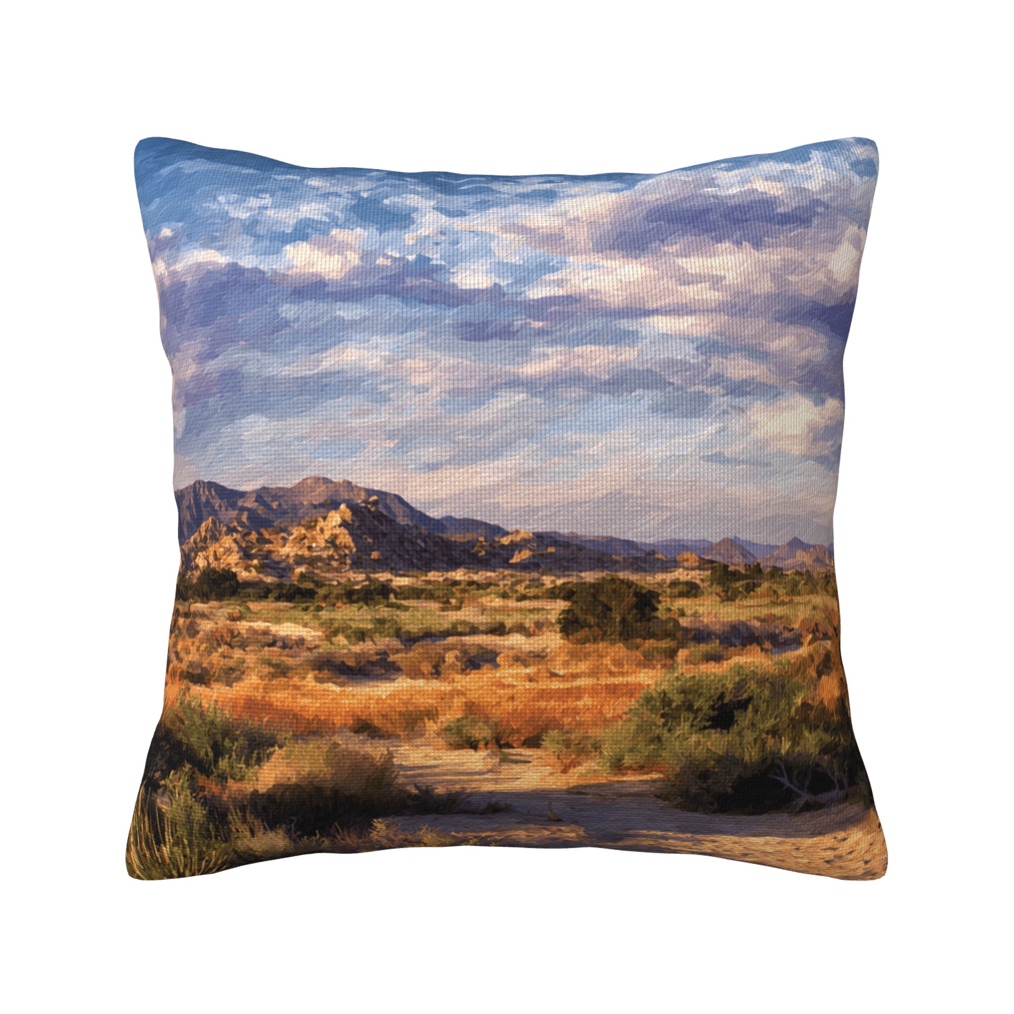 "Desert Journey" Creative Throw Pillow | Natural Desert Landscape Illustration, Oversized