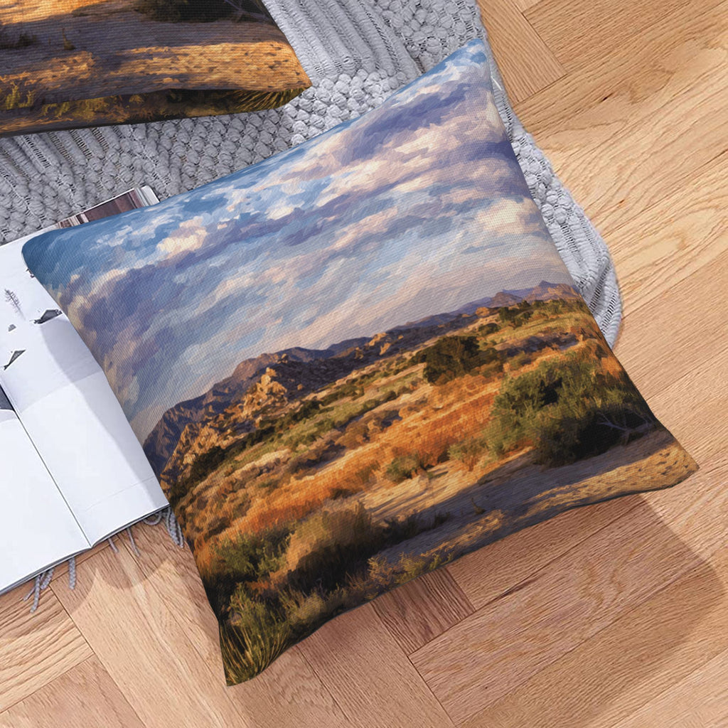 "Desert Journey" Creative Throw Pillow | Natural Desert Landscape Illustration, Oversized