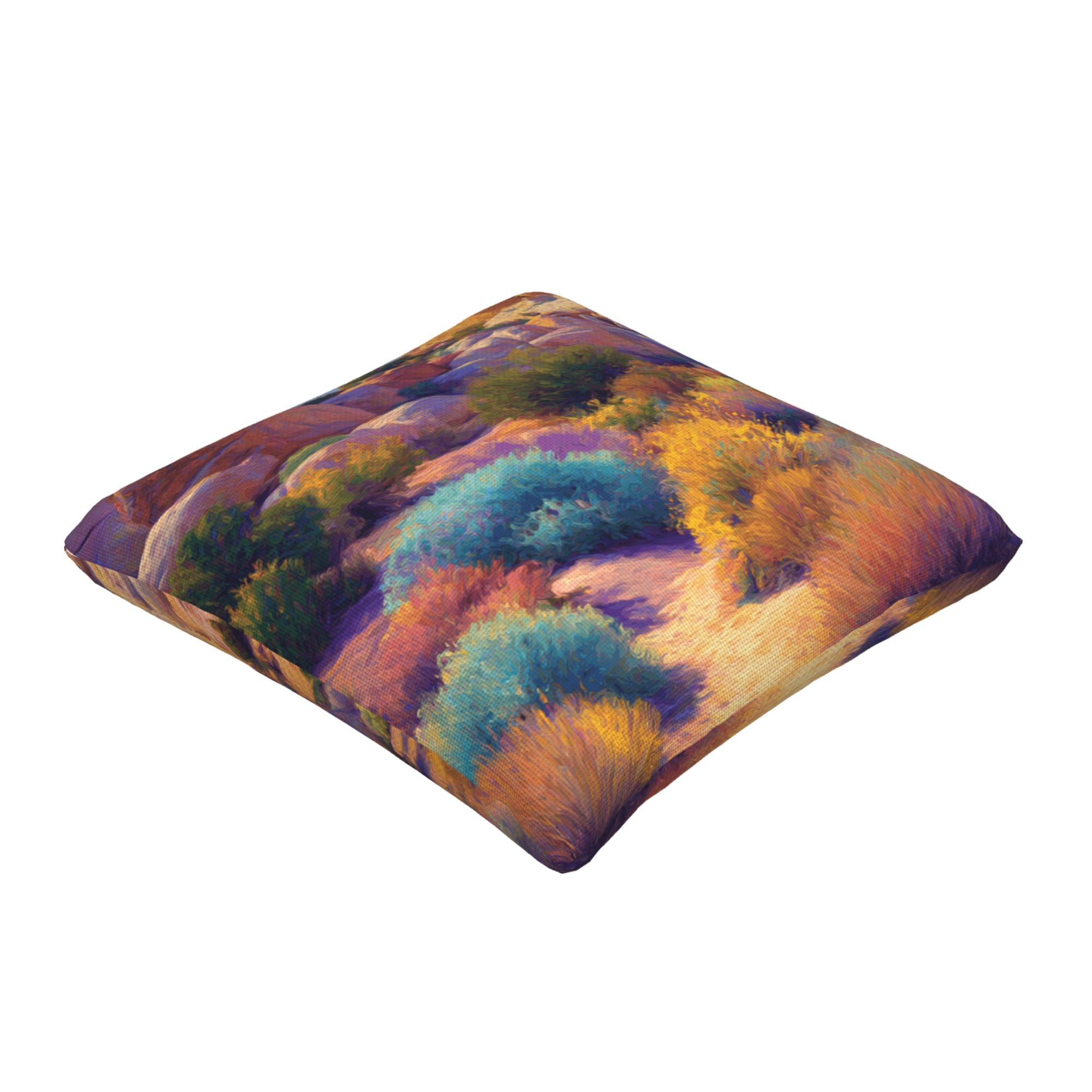 "Colorful Desert" Creative Throw Pillow | Vibrant Natural Desert Landscape Illustration, Oversized